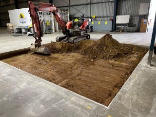 When the serious business starts happening, it's pretty exciting! The big guns are here to cut out the concrete ready for the new walk in freezer to go in.